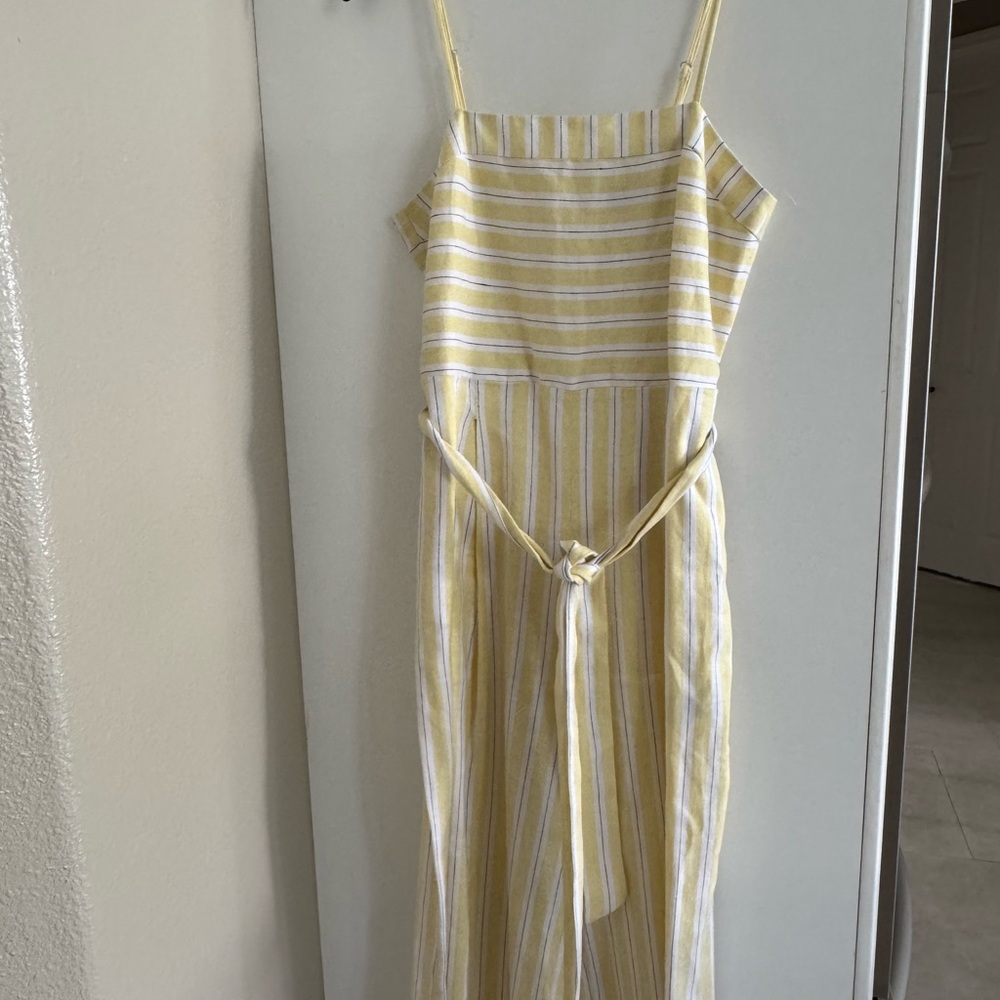Banana Republic Yellow and White Striped Jumpsuit